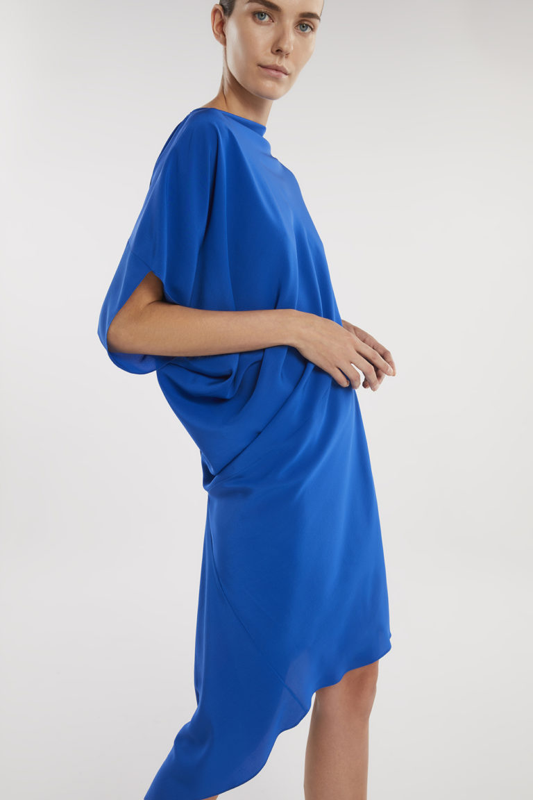 Handkerchief Yves Klein blue dress side closeup