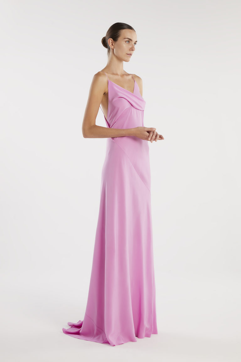 Lazoura long pink dress right