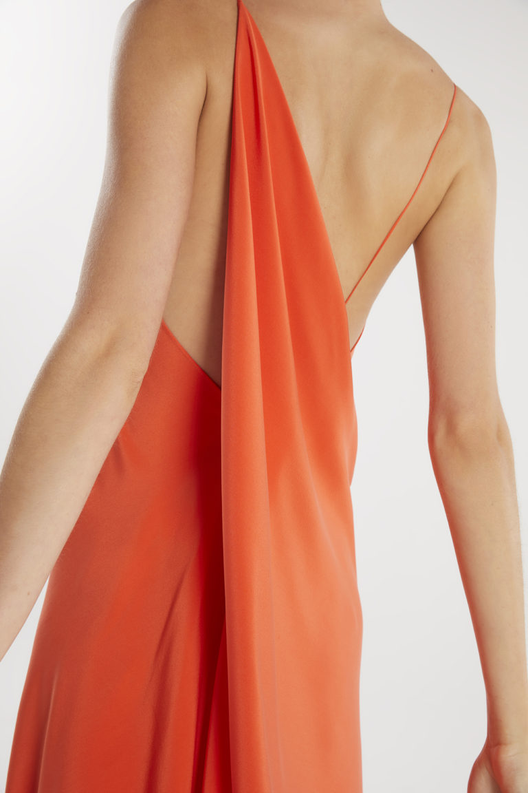 Lazoura midi orange dress back left arms